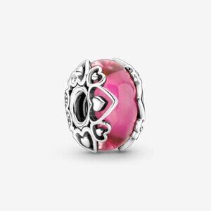 Pandora Silver and Pink Heart Charm
